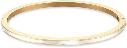 Guldpläterat armband i rostfritt stål, platt band med gångjärn på sidan