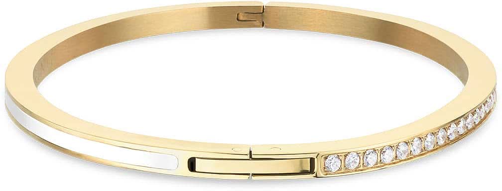 Guldpläterat armband i rostfritt stål med stenrad och spänne