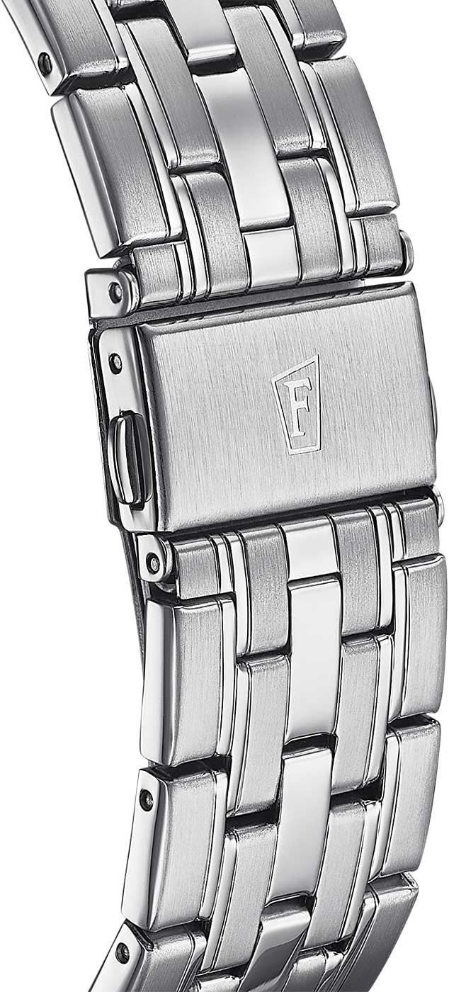 Armband i rostfritt stål med spänne, silverfärgad kronografklocka