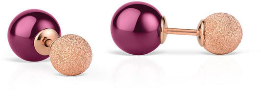 Örhängen i 925 sterlingsilver: lila skivor med kulor i roséguld