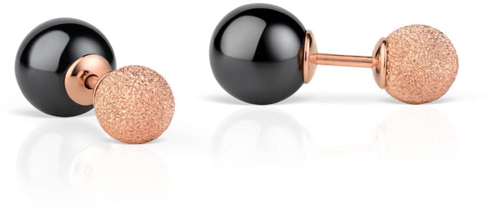 Örhängen i 925 sterlingsilver: svarta skivor, roséguldfärgade element
