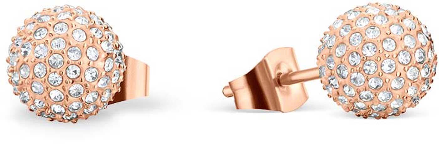 Örhängen kula med roséguldplätering och många glittrande stenar