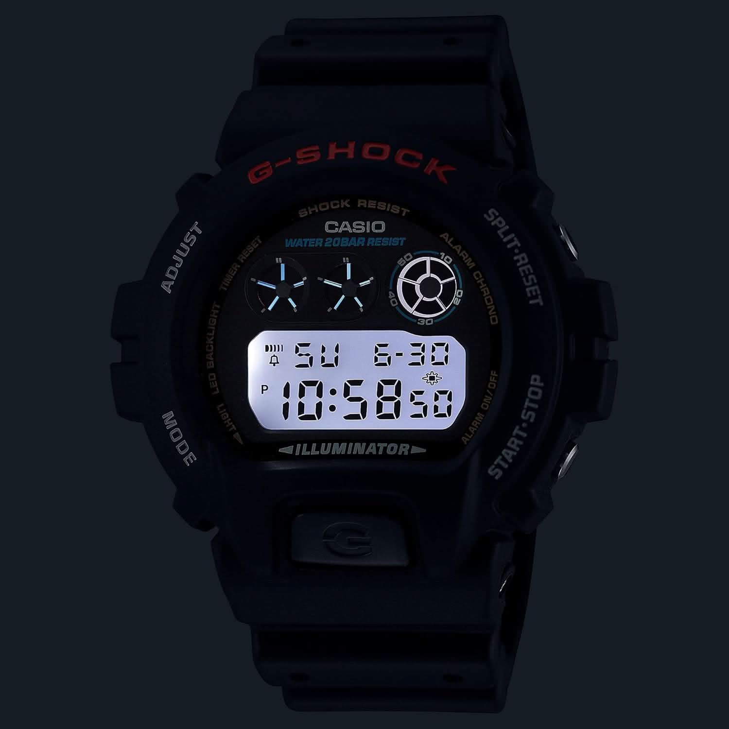 Herrklocka med svart boett och armband, LCD-display med självlysande siffror