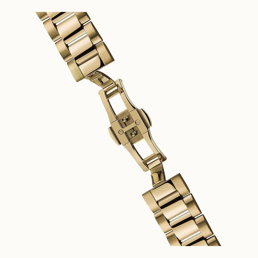 Goldfarbenes Metallarmband der Herrenarmbanduhr, Gliederansicht