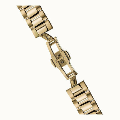 Goldfarbenes Metallarmband der Herrenarmbanduhr, Gliederansicht