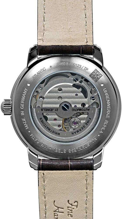 Zeppelin herrur, baksida med boettlock, läderarmband, gravyr