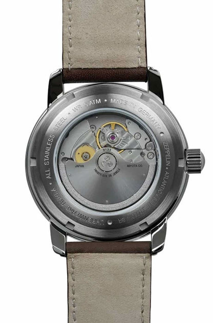 Herrklocka med automatisk urverkssyn och beige läderarmband, stålboett