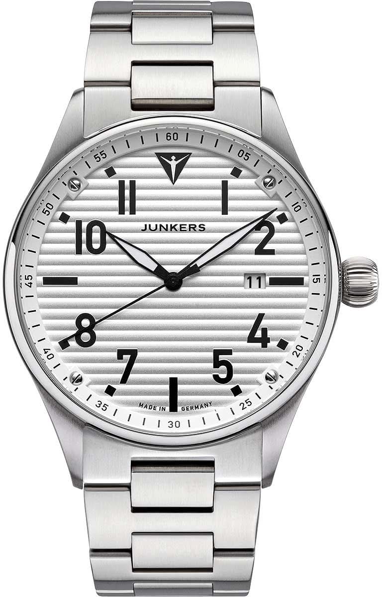 Junkers herrarmbandsur med silverfärgat rostfritt stålband och wellpapp-urtavla, rund display
