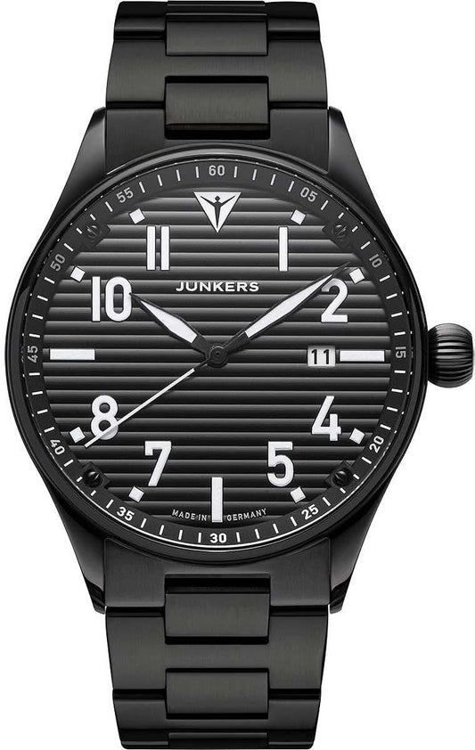 Junkers herrarmbandsur med svart urtavla och svart metallarmband