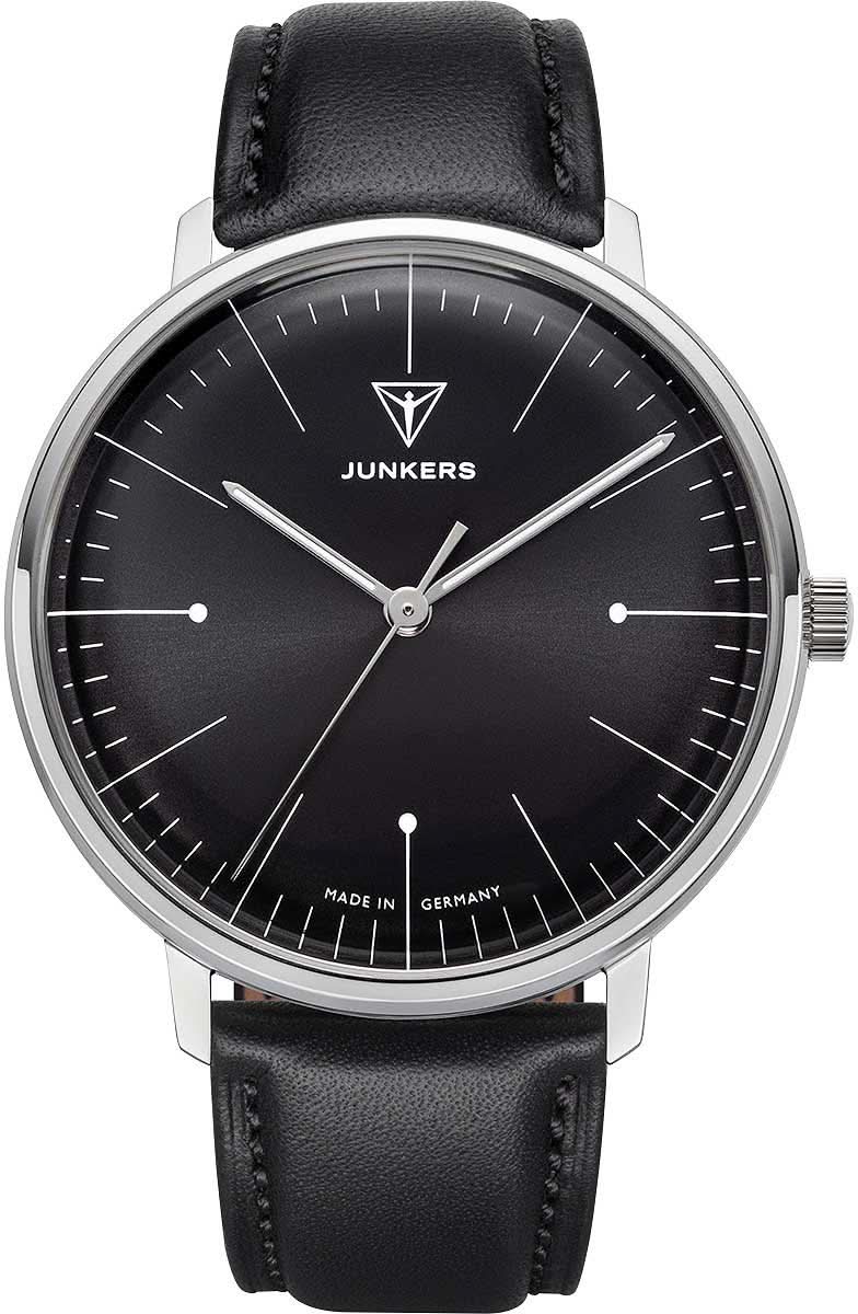 Junkers herrklocka med svart urtavla och svart läderarmband