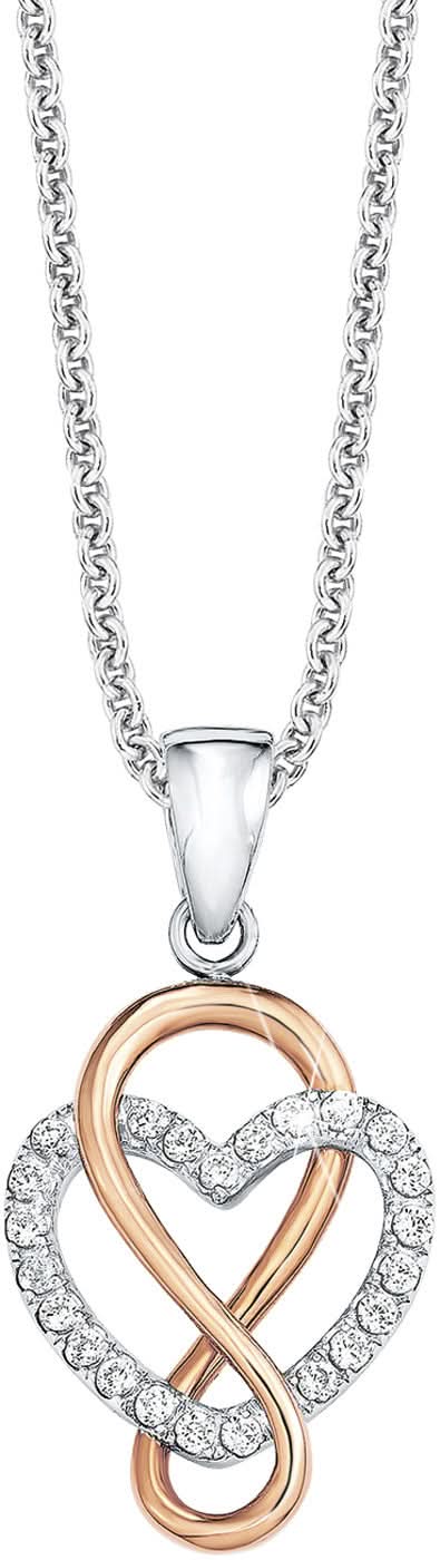 s.Oliver Jewelry halsband med oändlighetshjärta: silverfärgat halsband, hjärta med stenar