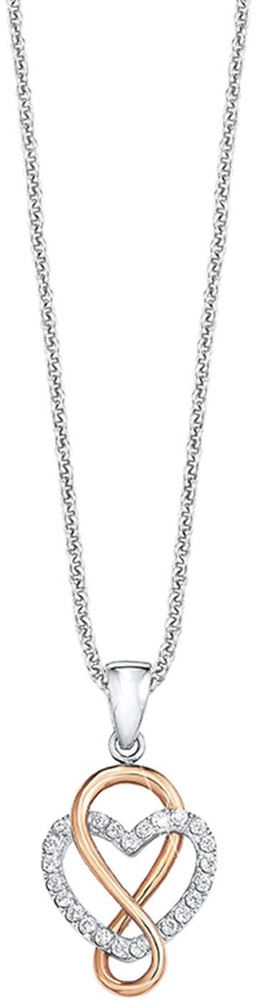 s.Oliver Jewelry halsband med infinity-hjärthänge: lång kedja, tvåfärgat hjärta med stenar