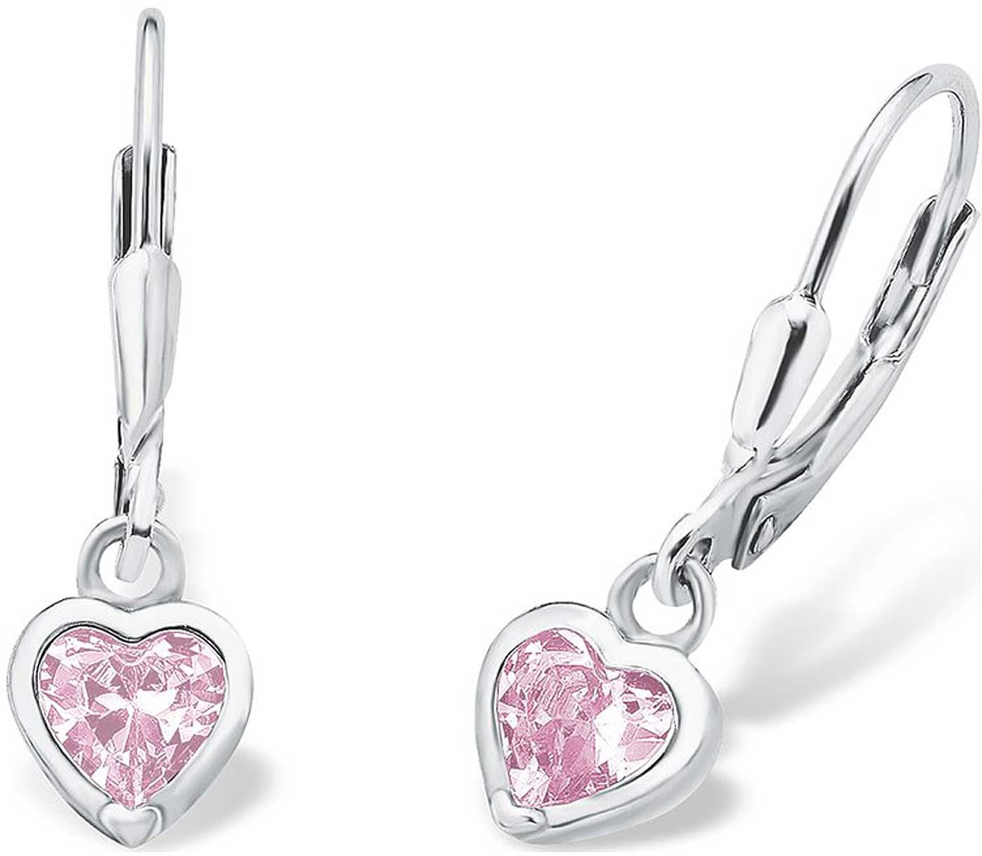 Silversmycken med rosa hjärthängen