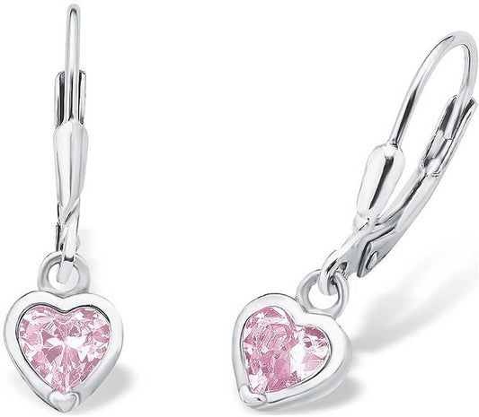 Silversmycken med rosa hjärthängen