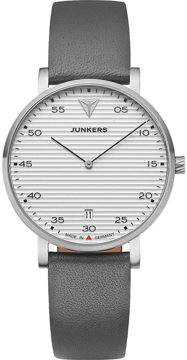 Damklocka med rund silverfärgad boett, vit urtavla och grått läderarmband
