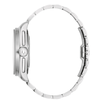 Herrklocka Bulova, sidovy med metallarmband och silverfärgat hölje