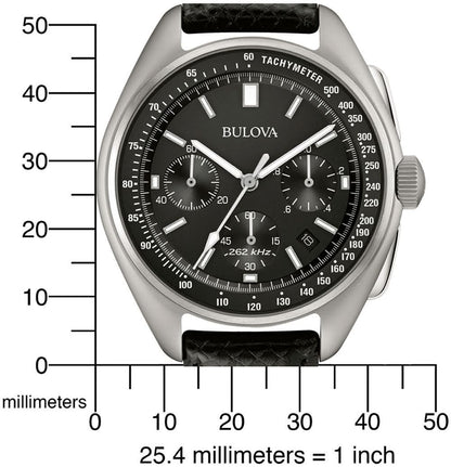Bulova herrklocka med svart urtavla och tachymeter, frontvy