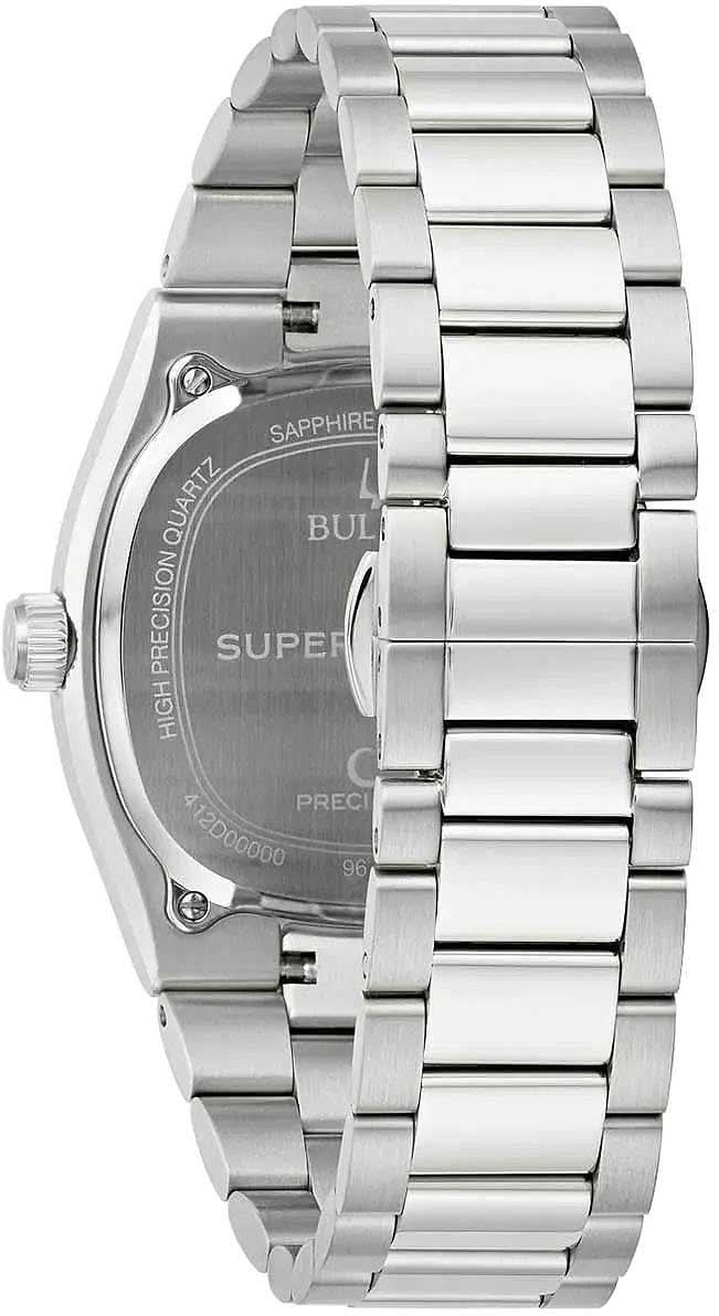 Bulova herrklocka, silverfärgat hölje med safirglas-tryck och skruvad krona