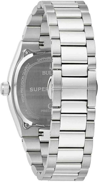 Bulova herrklocka, silverfärgat hölje med safirglas-tryck och skruvad krona