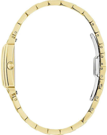 Bulova damklocka med guldfärgat hölje och länkarmband i metall