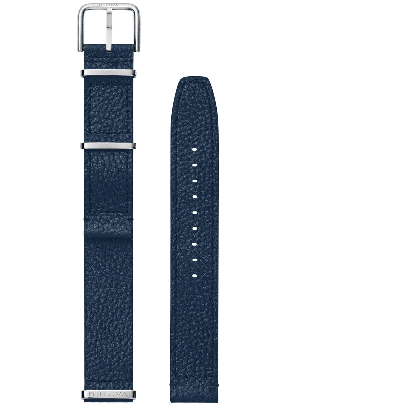 Herrarmbandsur med blått läderarmband, spänne och bandöppning