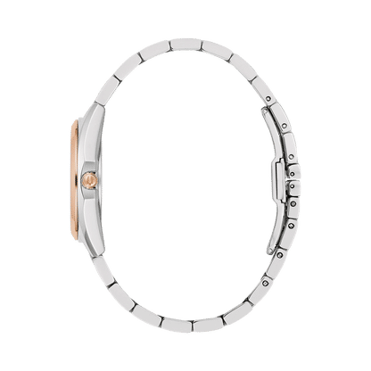 Bulova damklocka, tvåfärgat armband i rostfritt stål med roséguldaccent, rund boett