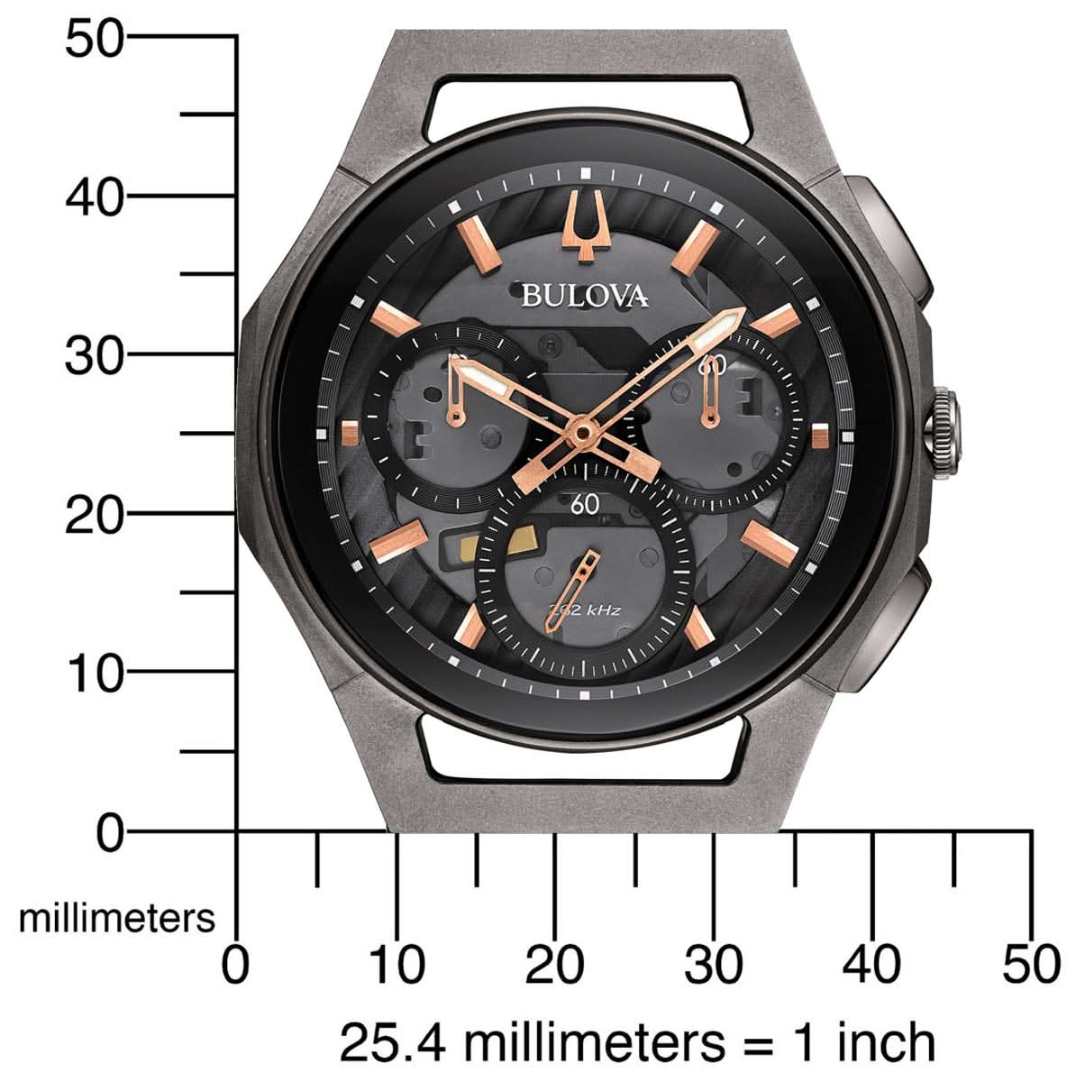 Bulova herrklocka: svart urtavla med kronografutseende, svart armband