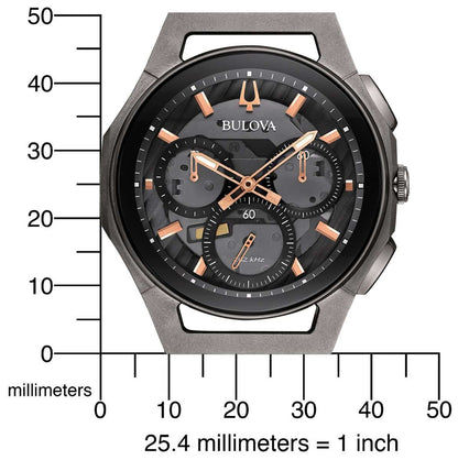 Bulova herrklocka: svart urtavla med kronografutseende, svart armband