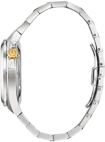 Bulova armbandsklocka i rostfritt stål med silverfärgat hölje och guldfärgad krona