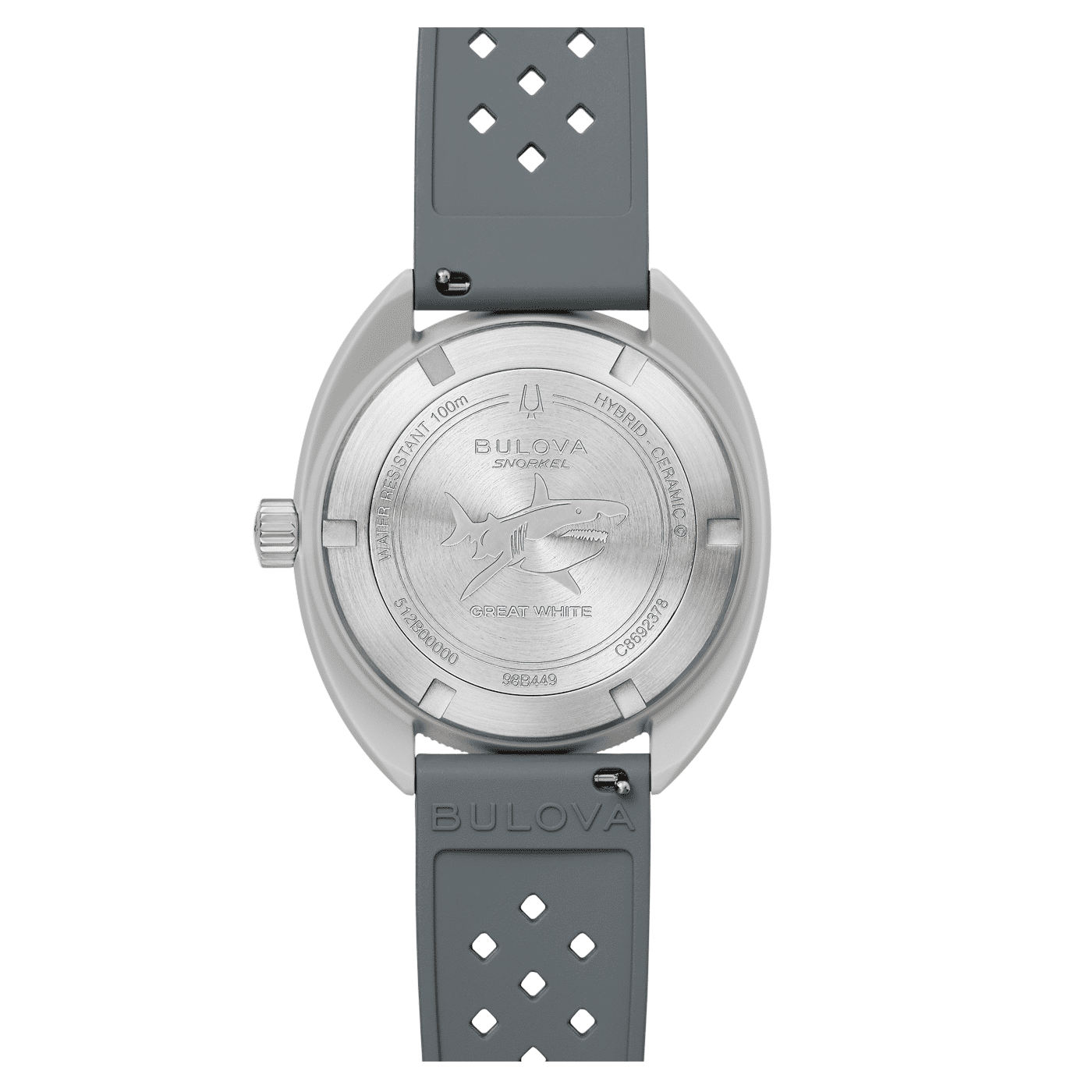 Bulova herrklocka med boettbaksida i silver och grått armband med nitar