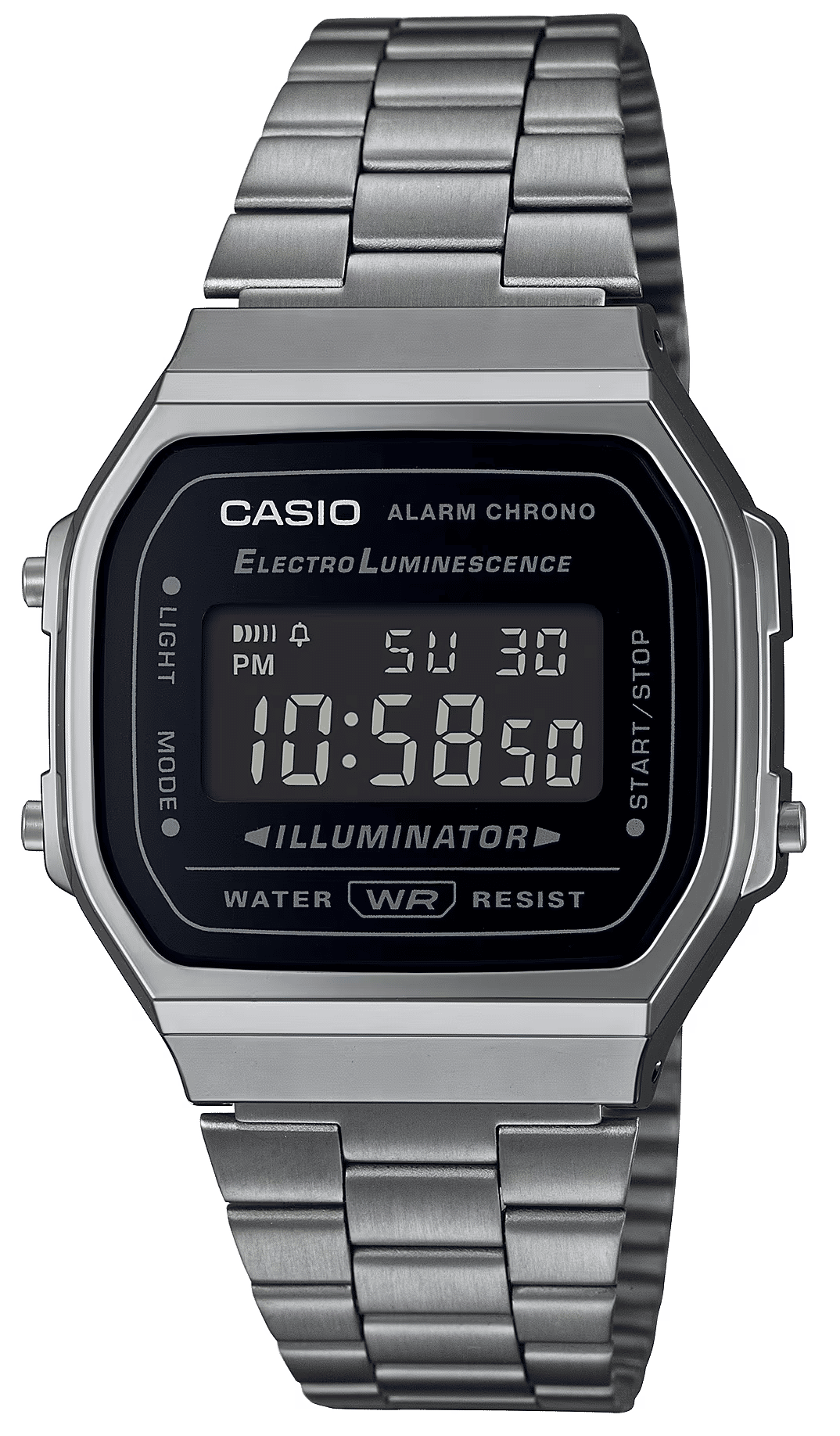 Casio Vintage-armbandsur med silverfärgat metallarmband, rund digital display