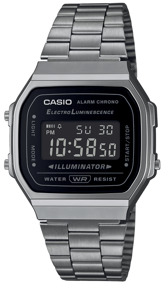 Casio Vintage-armbandsur med silverfärgat metallarmband, rund digital display