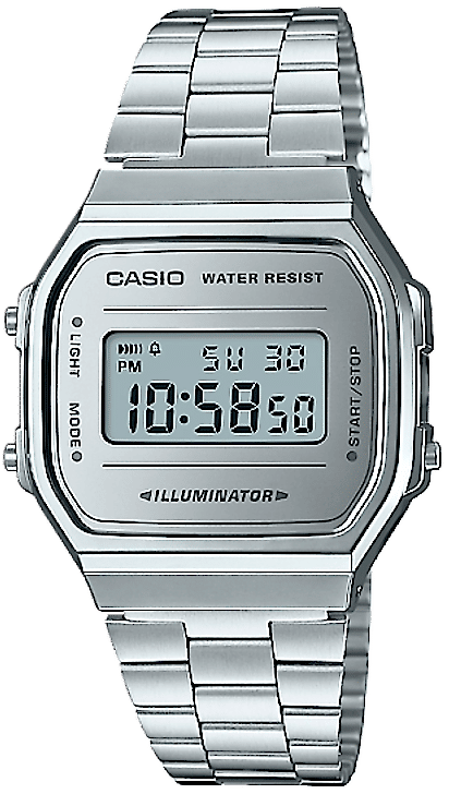 Casio Retro-klocka med silverfärgat metallarmband och digital display
