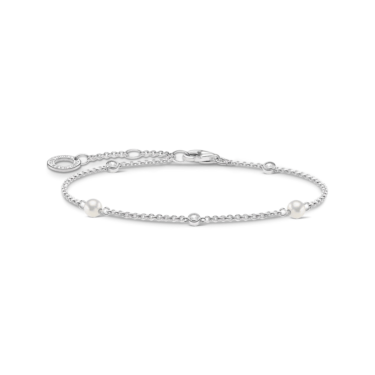 925 sterlingsilverarmband med pärlor och stenar, justerbart spänne