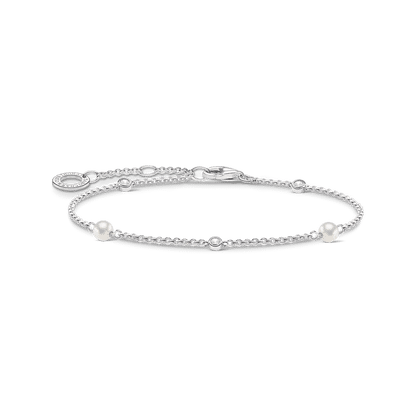 925 sterlingsilverarmband med pärlor och stenar, justerbart spänne