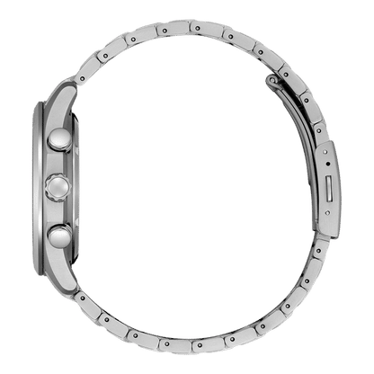 Metallarmband till herrklocka med länkar och spänne, sett från sidan
