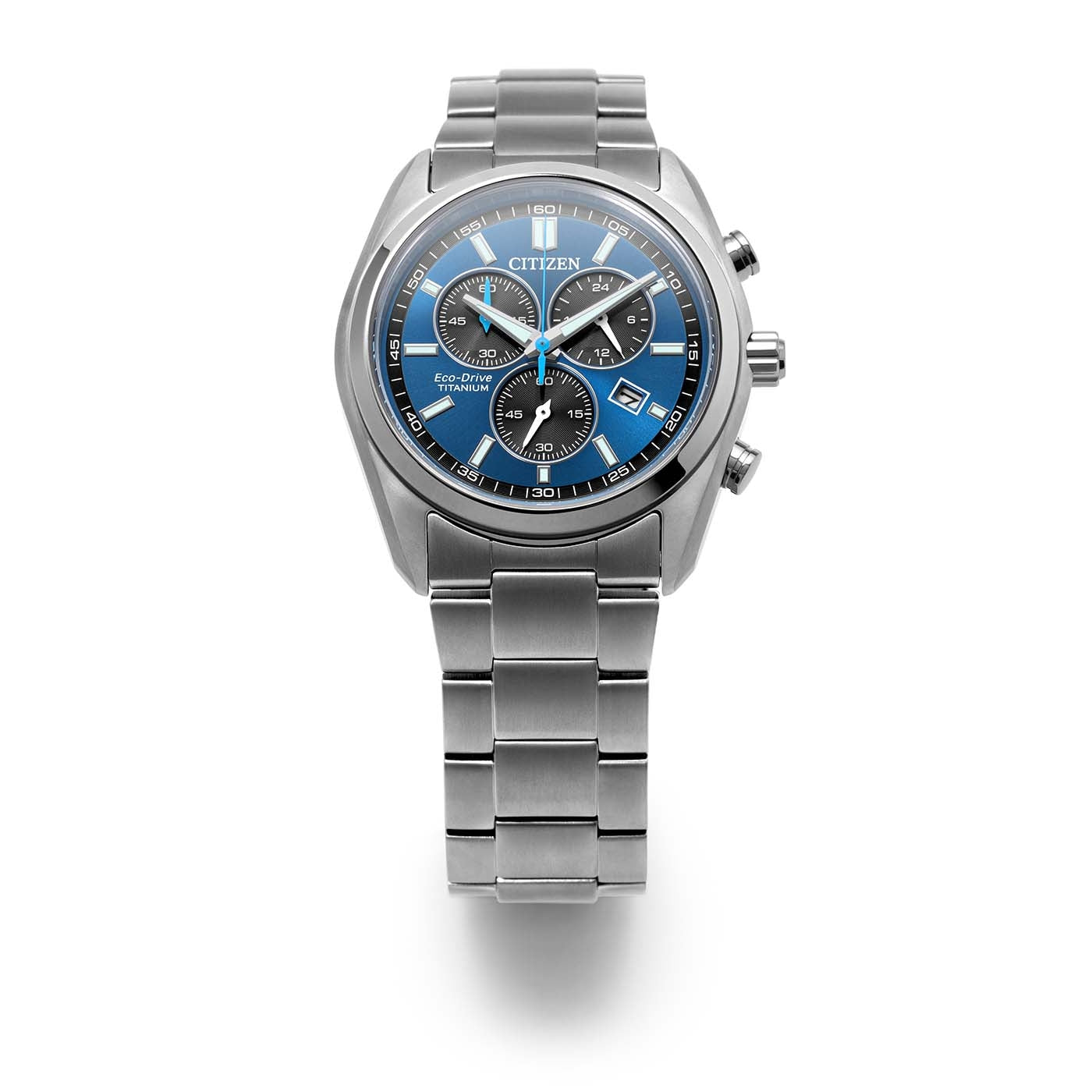 Citizen Super Titanium herrur med blå urtavla, metallboett och metallarmband