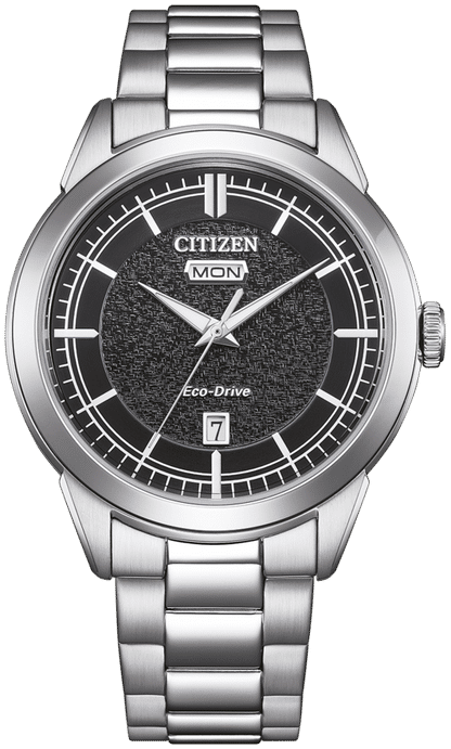 Citizen Eco-Drive herrklocka: svart urtavla, metallarmband