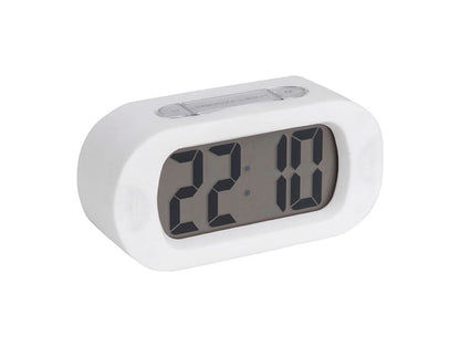 Väckarklocka med digital display, vit, visar 22:00