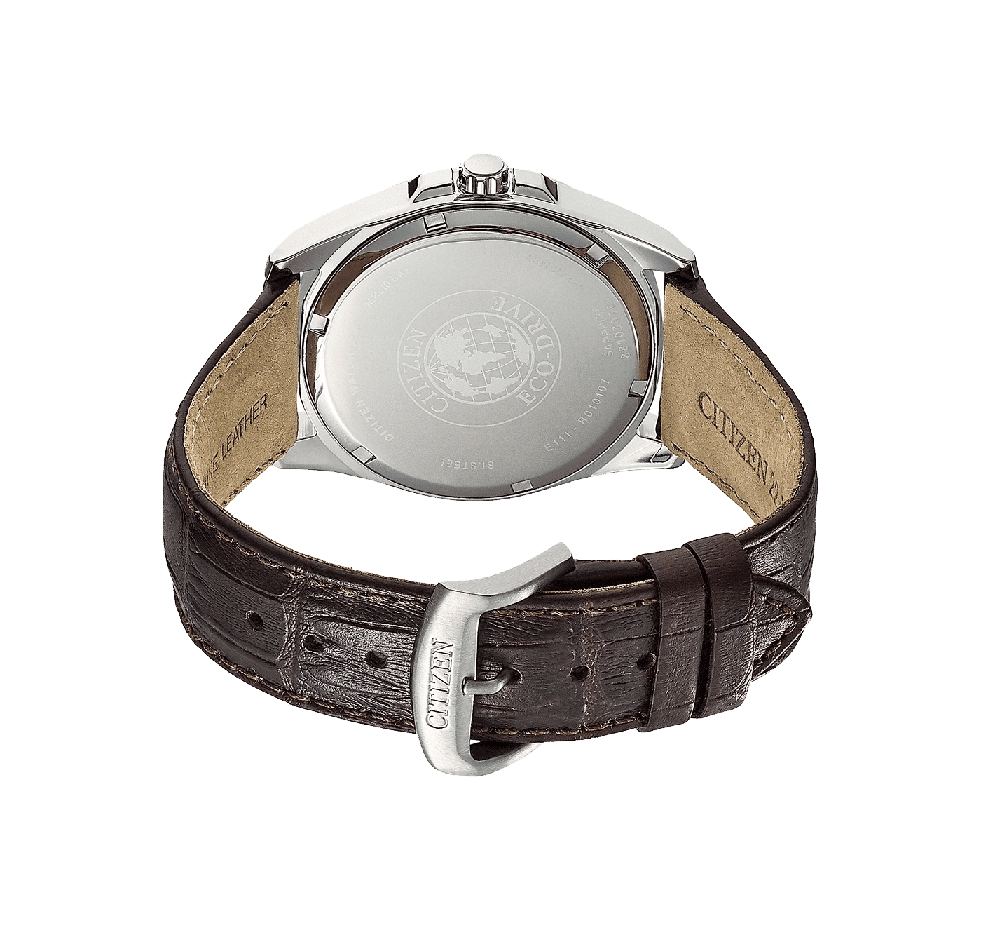 Herrklocka med spänne, brunt läderarmband, Citizen