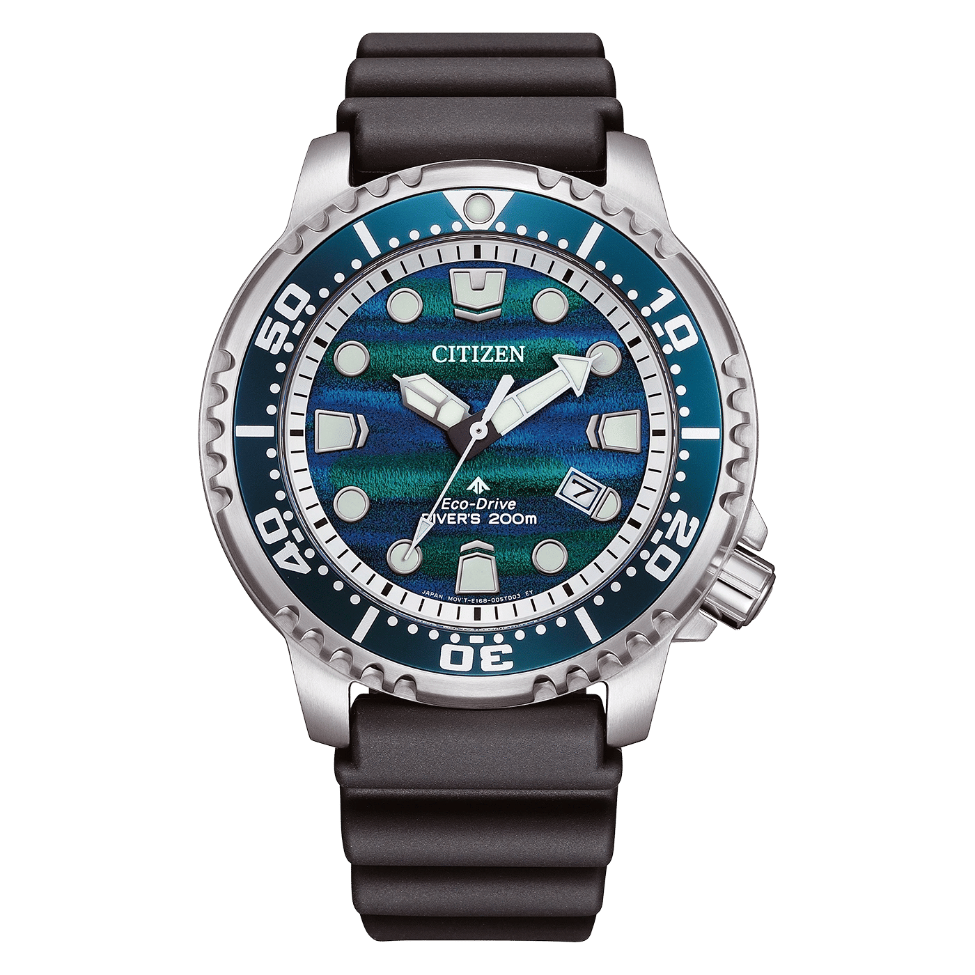 Citizen Promaster Armbanduhr mit blauem Zifferblatt, Stahllünette und schwarzem Armband