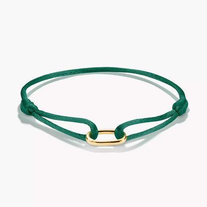 Grönt textilarmband med guldfärgat Connect-spänne