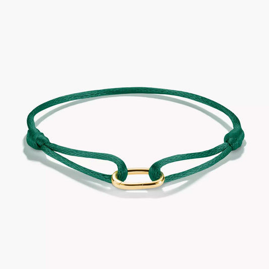 Grönt textilarmband med guldfärgat Connect-spänne