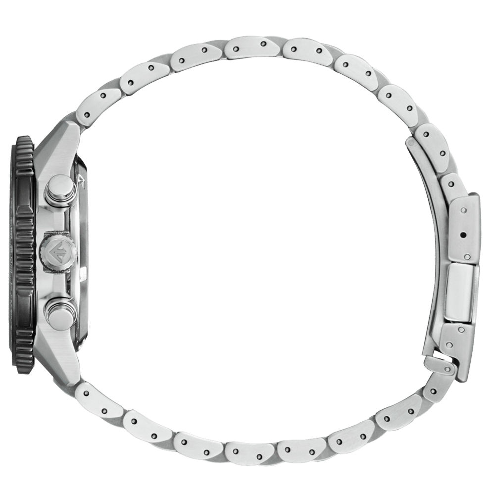 Herrarmbandsur: silverfärgat metallarmband med länkar och stiftspänne