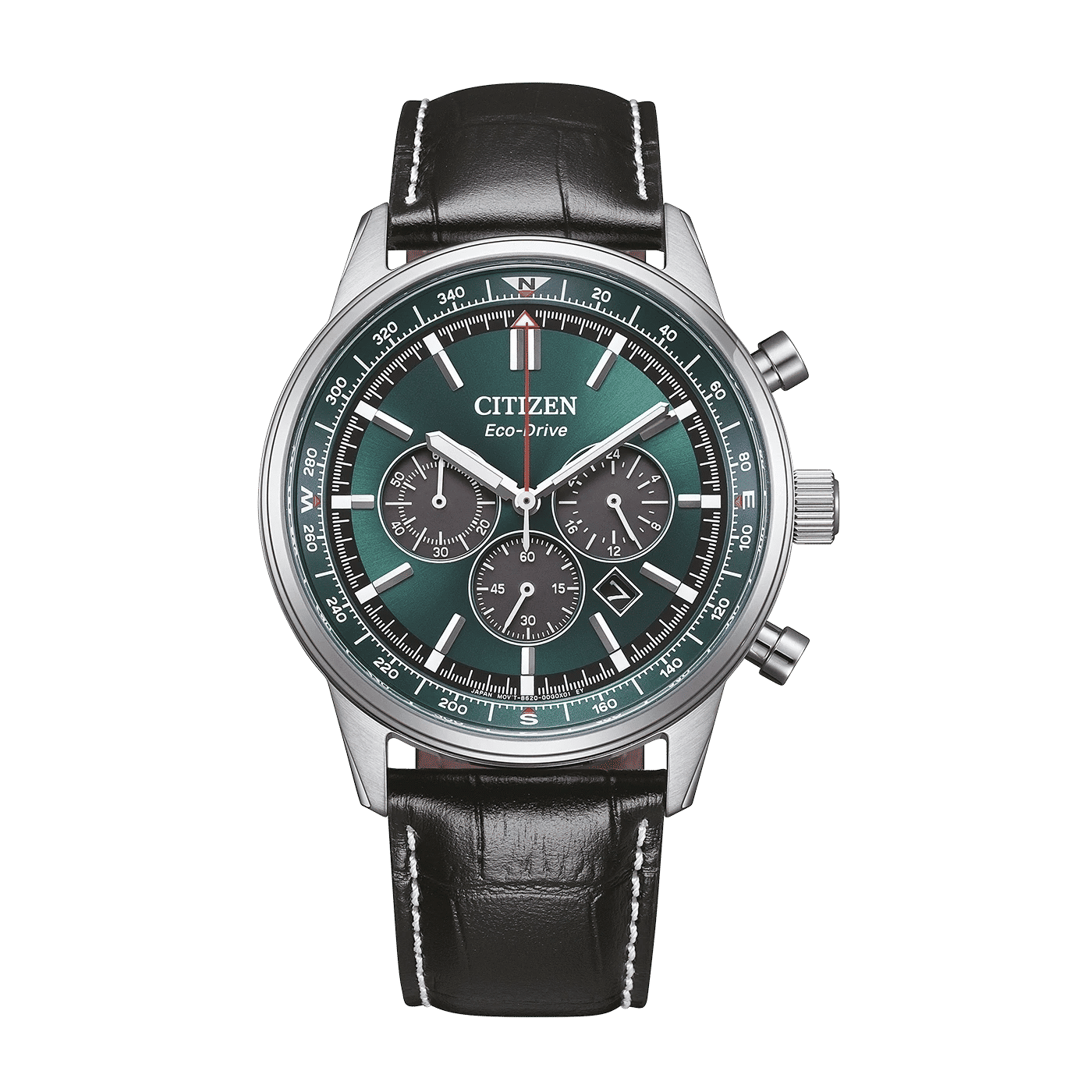 Citizen Eco-Drive herrklocka med grön urtavla och läderarmband