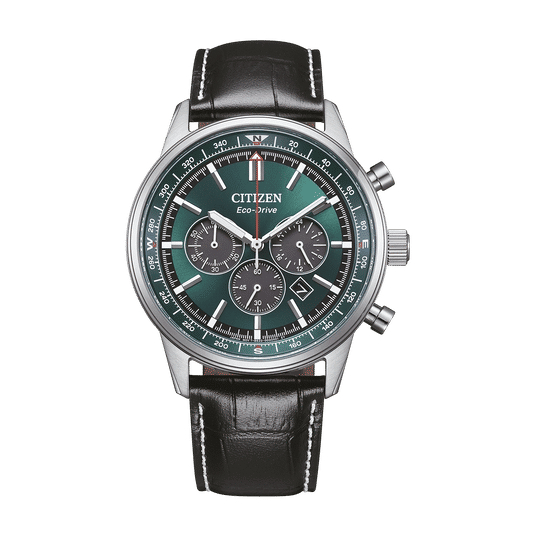 Citizen Eco-Drive herrklocka med grön urtavla och läderarmband