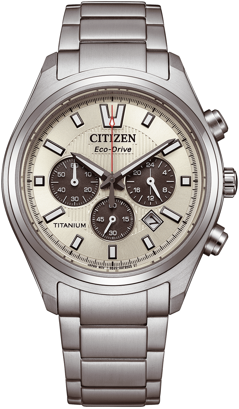 Citizen Eco-Drive herrarmbandsur med krämfärgad urtavla och metallarmband