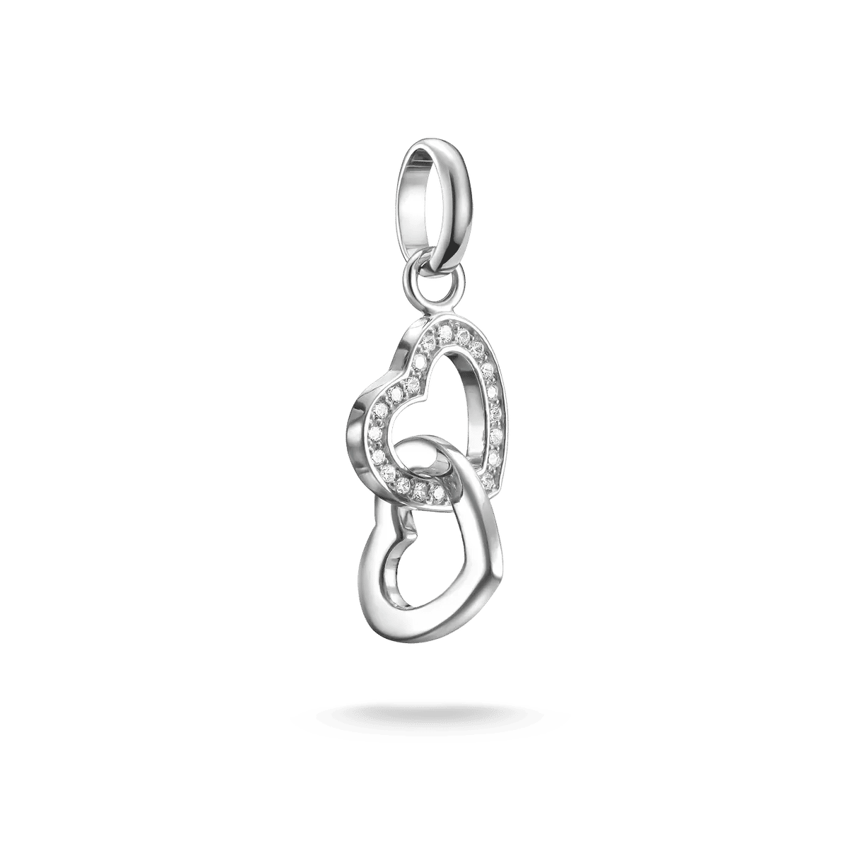 Thomas Sabo Charm-hänge med sammanflätade hjärtan, silverfärgad, med smyckesstenar