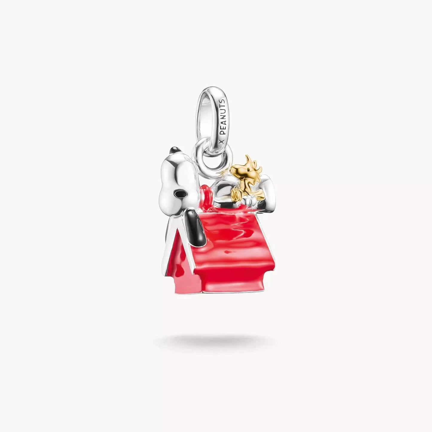Berlock med Snoopy och Woodstock vid det röda hundhuset, 18K guldpläterad