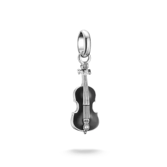 Silversmycke med cello-motiv och zirkoniasten